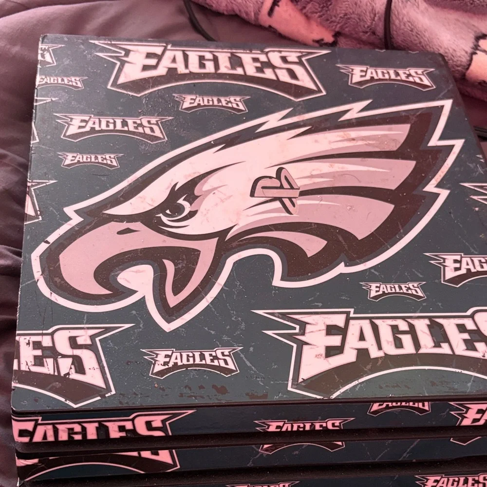 Sony Console with Eagles Design - Black and White